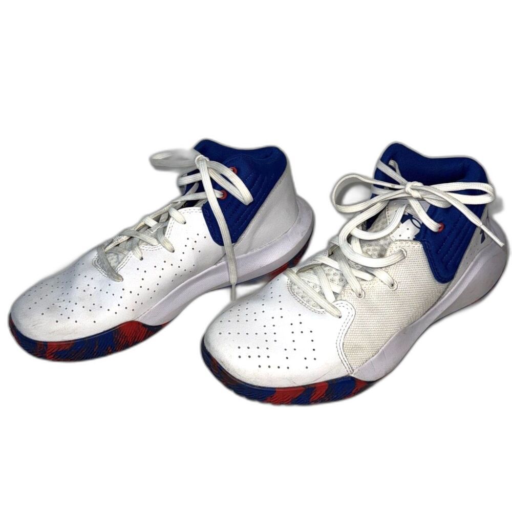 Under Armour Jet 21 Basketball Shoes Mens Size 9 White Blue Red Sneakers